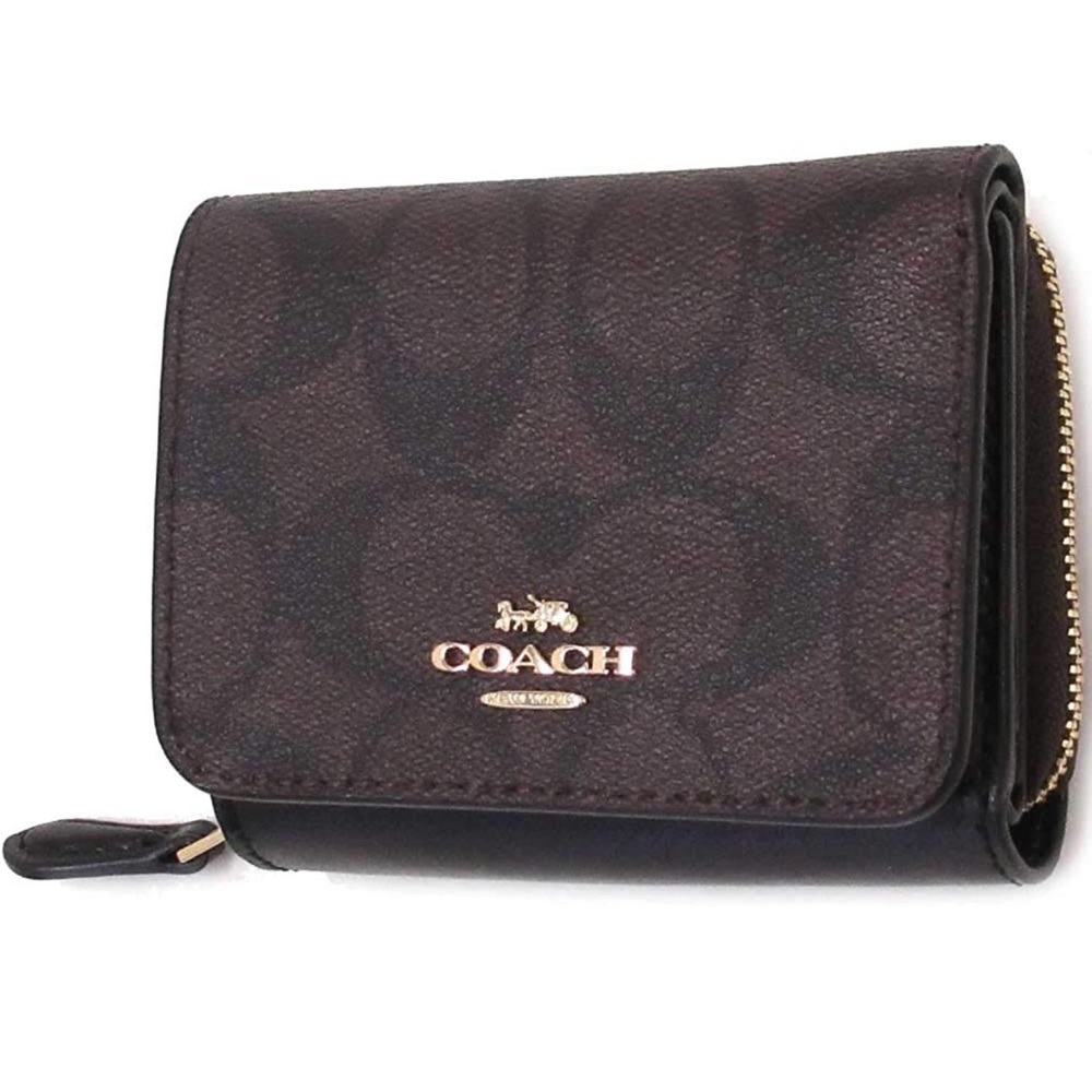 Coach signature tri-fold wallet